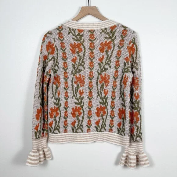 So Me Floral Intarsia Button-Up Sweater Cardigan Size S - Picture 9 of 11